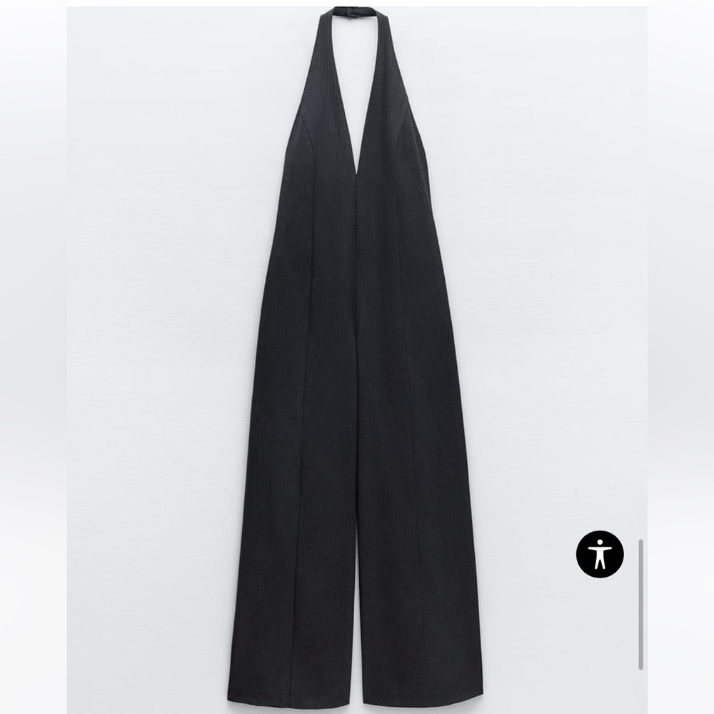 NWT FULL LENGTH PINSTRIPE HALTER JUMPSUIT
